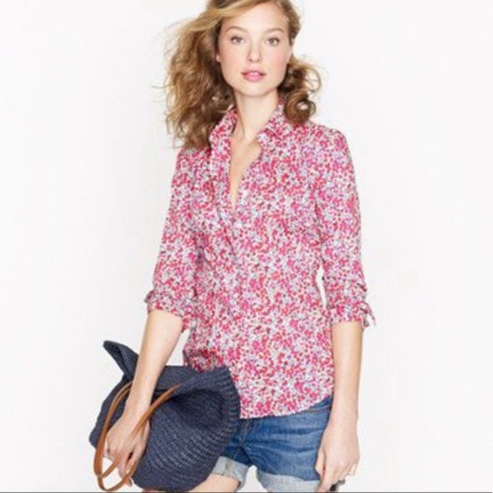 JCREW Cotton poplin perfect shirt in Liberty® Wiltshire print